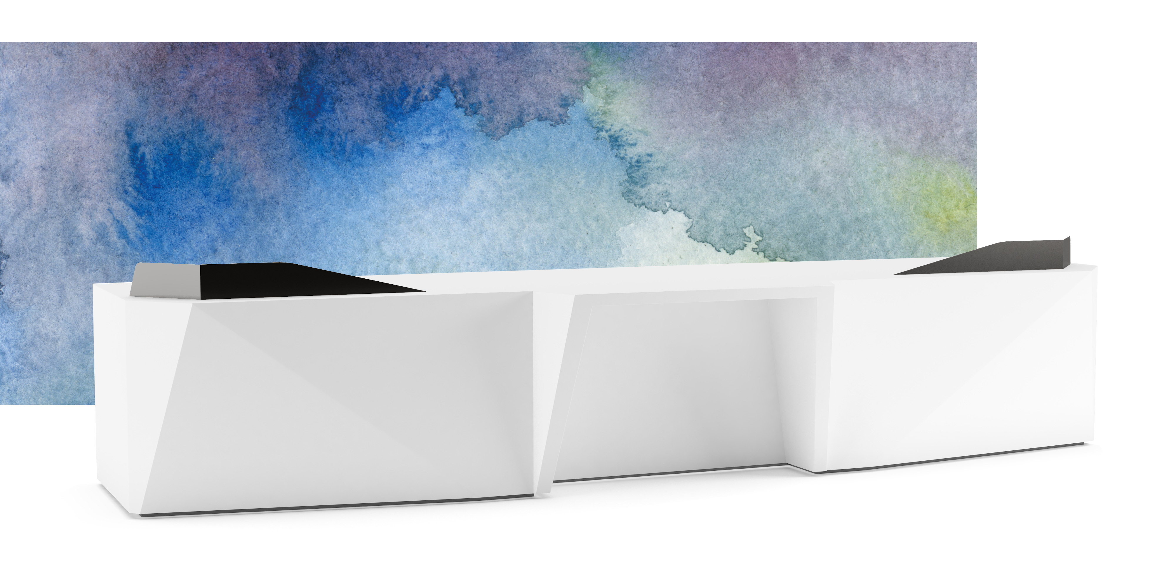 faceted reception desk