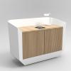 Umi Concierge Desk with oak worktop and cupboard2